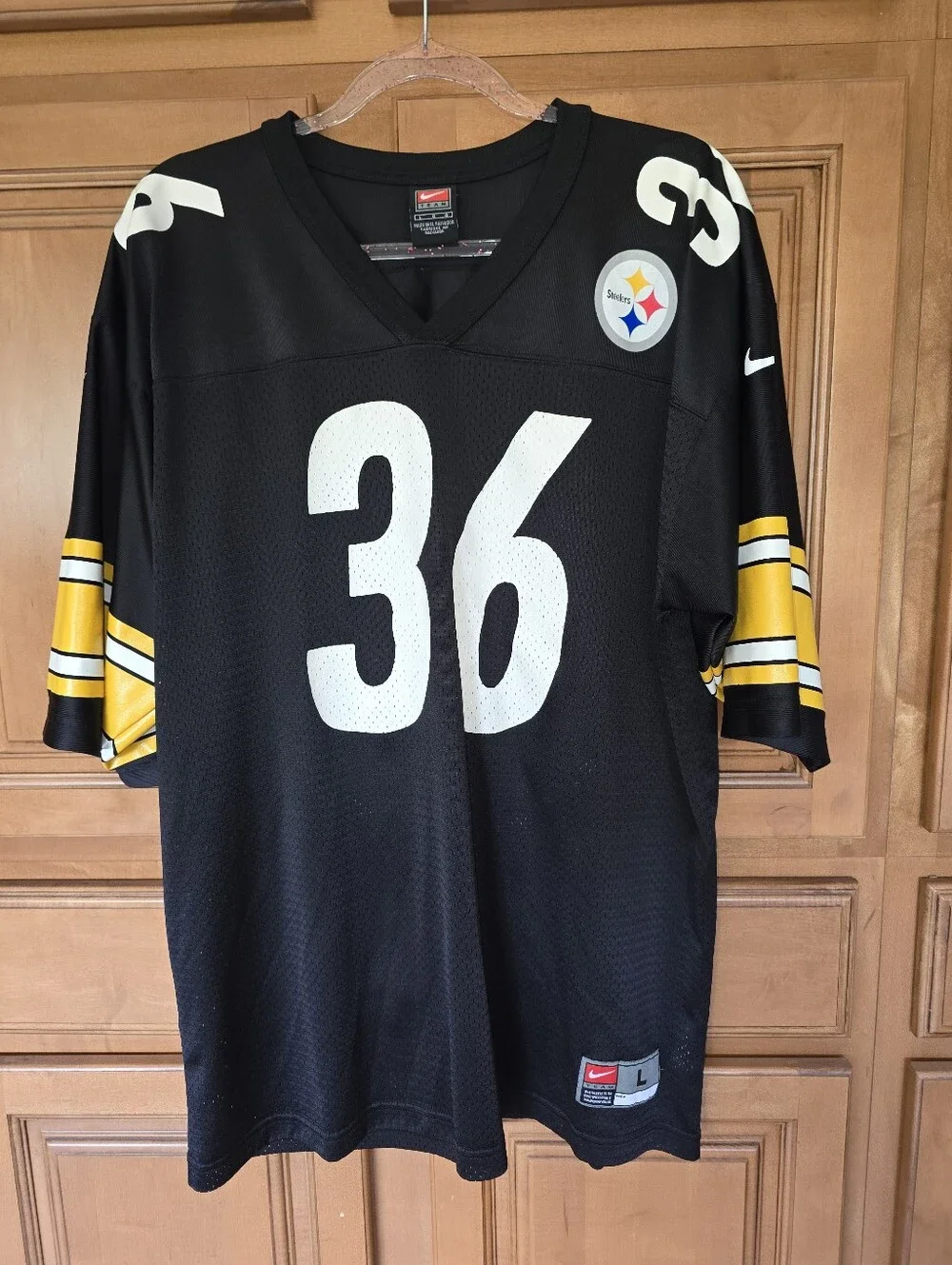 Nike Black and Yellow Men's Football Jersey #36 Bettis